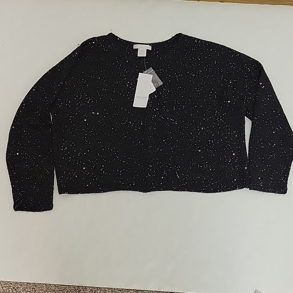 Design History oversize black sweater with sequins women's size small. New